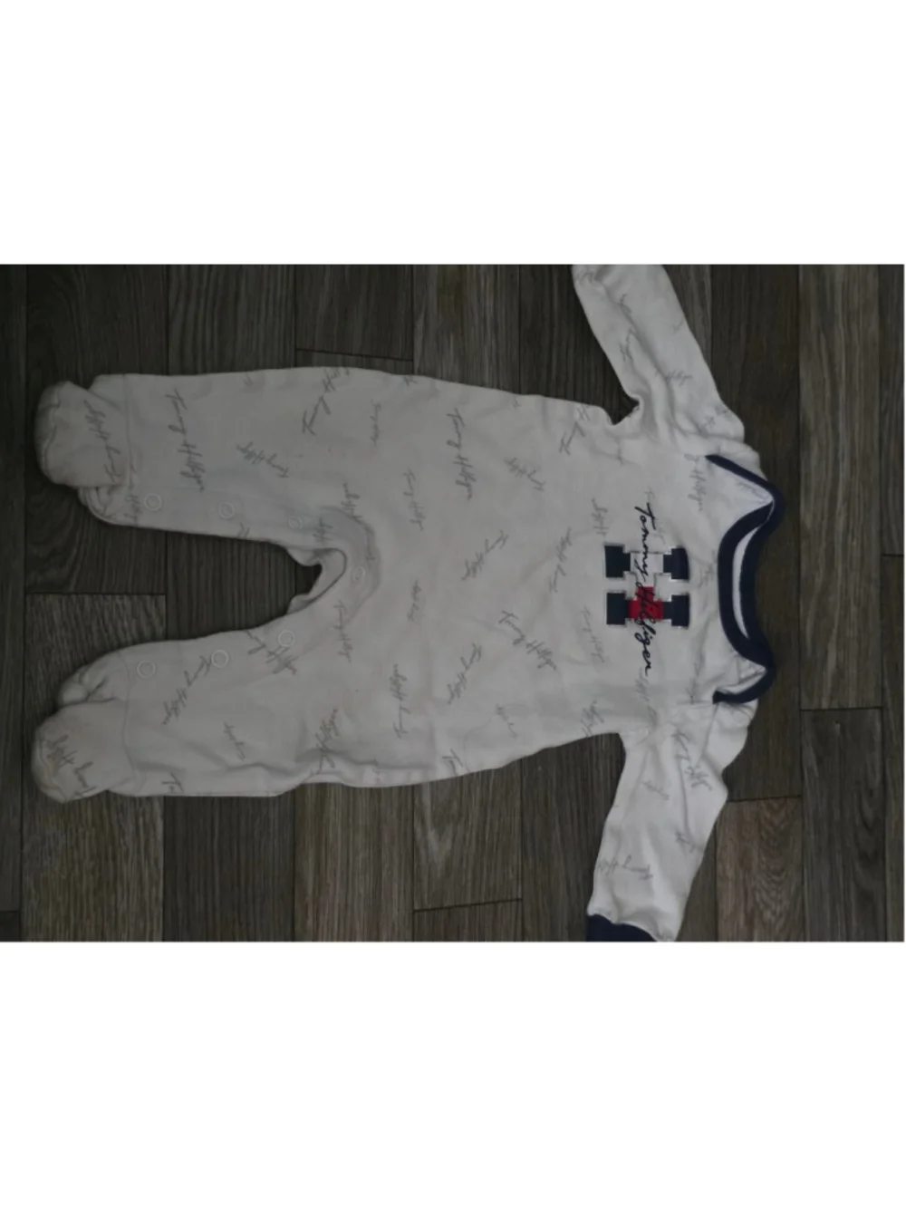 Baby Tommy Hilfiger‎ White Navy Blue Footie 0-3 Months